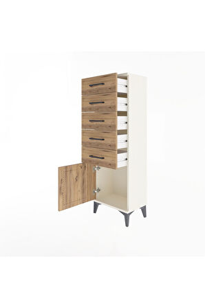 Arges Dolap 5 Çekmeceli Tek Kapaklı 44x30x134 Aytaşı-Çam