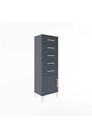 Arges Dolap 5 Çekmeceli Tek Kapaklı 44x30x134 Antrasit-Antrasit
