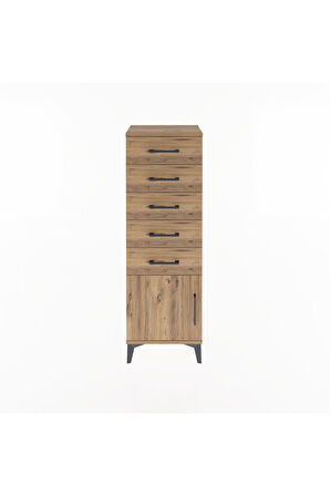 Arges Dolap 5 Çekmeceli Tek Kapaklı 44x30x134 Çam-Çam
