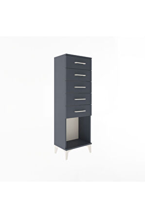 Arges Dolap 5 Çekmeceli 44x30x134 Antrasit-Antrasit