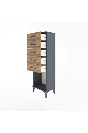 Arges Dolap 5 Çekmeceli 44x30x134 Antrasit-Çam
