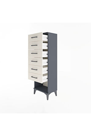 Arges Dolap 6 Çekmeceli 44x30x134 Antrasit-Aytaşı