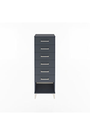 Arges Dolap 6 Çekmeceli 44x30x134 Antrasit-Antrasit