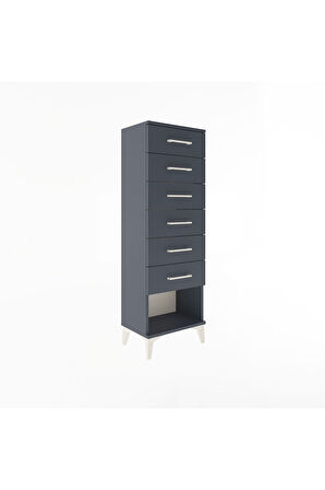 Arges Dolap 6 Çekmeceli 44x30x134 Antrasit-Antrasit