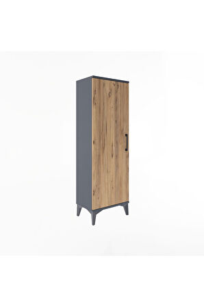 Arges Dolap Tek Kapaklı Tek Askılı 44x30x134 Antrasit-Çam