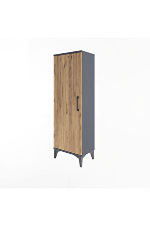 Arges Dolap Tek Kapaklı Tek Askılı 44x30x134 Antrasit-Çam