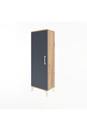 Arges Dolap Tek Kapaklı Tek Askılı 44x30x134 Çam-Antrasit