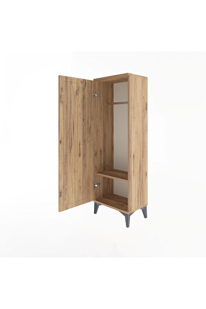 Arges Dolap Tek Raflı Tek Kapaklı Tek Askılı 44x30x134 Çam-Çam