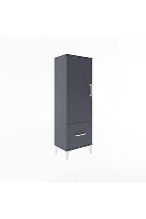 Arges Dolap Tek Raflı Tek Çekmeceli Tek Askılı 44x30x134 Antrasit-Antrasit
