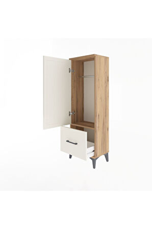 Arges Dolap Tek Raflı Tek Çekmeceli Tek Askılı 44x30x134 Çam-Aytaşı