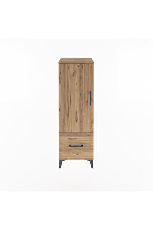Arges Dolap Tek Raflı Tek Çekmeceli Tek Askılı 44x30x134 Çam-Çam