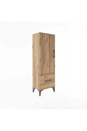 Arges Dolap Tek Raflı Tek Çekmeceli Tek Askılı 44x30x134 Çam-Çam
