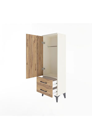 Arges Dolap Tek Raflı 2 Çekmeceli Tek Askılı 44x30x134 Aytaşı-Çam