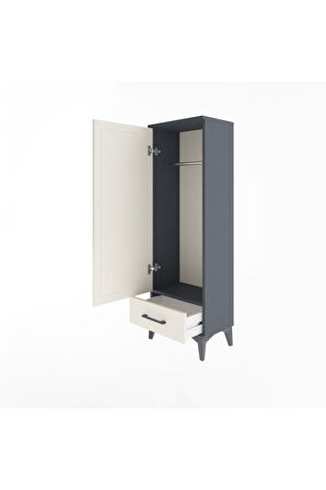 Arges Dolap Tek Raflı Tek Çekmeceli Tek Askılı 44x30x134 Antrasit-Aytaşı