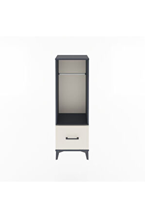 Arges Dolap Tek Raflı Tek Çekmeceli Tek Askılı 44x30x134 Antrasit-Aytaşı