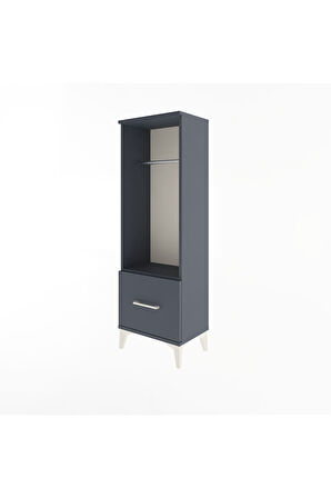 Arges Dolap Tek Raflı Tek Çekmeceli Tek Askılı 44x30x134 Antrasit-Antrasit