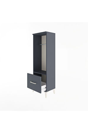 Arges Dolap Tek Raflı Tek Çekmeceli Tek Askılı 44x30x134 Antrasit-Antrasit