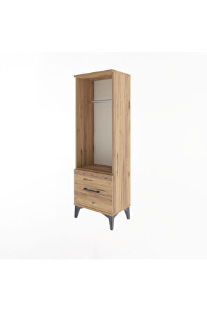 Arges Dolap Tek Raflı Tek Çekmeceli Tek Askılı 44x30x134 Çam-Çam