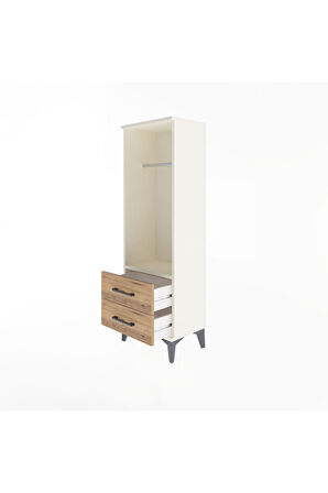 Arges Dolap Tek Raflı 2 Çekmeceli Tek Askılı 44x30x134 Aytaşı-Çam