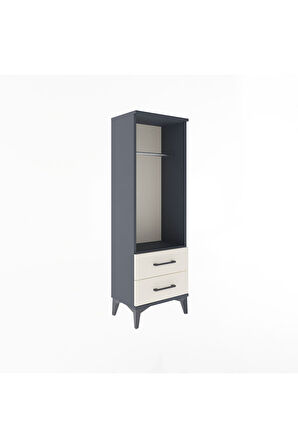 Arges Dolap Tek Raflı 2 Çekmeceli Tek Askılı 44x30x134 Antrasit-Aytaşı