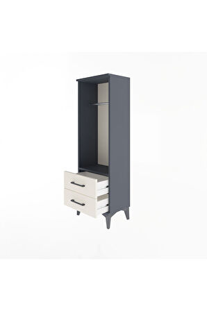 Arges Dolap Tek Raflı 2 Çekmeceli Tek Askılı 44x30x134 Antrasit-Aytaşı