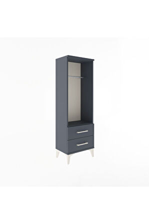 Arges Dolap Tek Raflı 2 Çekmeceli Tek Askılı 44x30x134 Antrasit-Antrasit