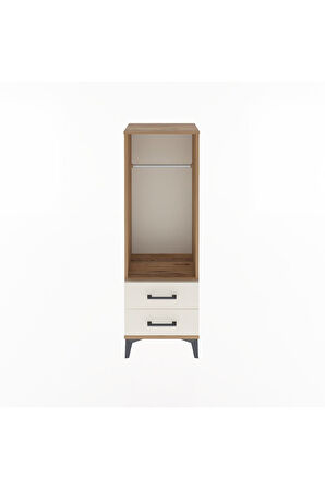 Arges Dolap Tek Raflı 2 Çekmeceli Tek Askılı 44x30x134 Çam-Aytaşı