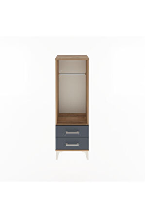 Arges Dolap Tek Raflı 2 Çekmeceli Tek Askılı 44x30x134 Çam-Antrasit