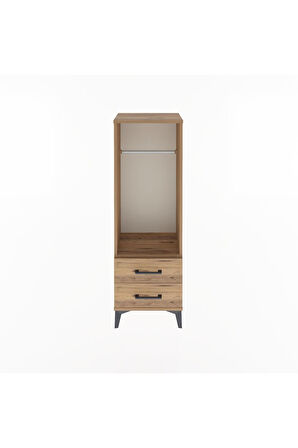 Arges Dolap Tek Raflı 2 Çekmeceli Tek Askılı 44x30x134 Çam-Çam