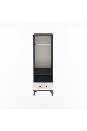 Arges Dolap 2 Raflı Tek Çekmeceli Tek Askılı 44x30x134 Antrasit-Aytaşı