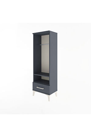 Arges Dolap 2 Raflı Tek Çekmeceli Tek Askılı 44x30x134 Antrasit-Antrasit