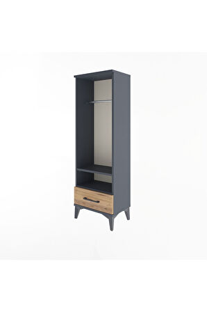 Arges Dolap 2 Raflı Tek Çekmeceli Tek Askılı 44x30x134 Antrasit-Çam