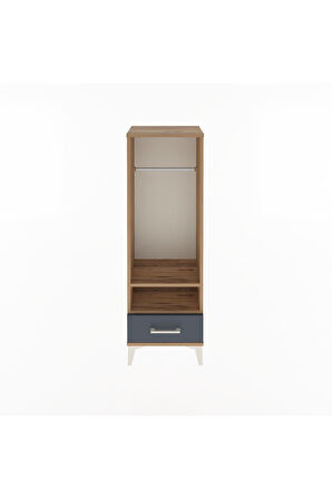 Arges Dolap 2 Raflı Tek Çekmeceli Tek Askılı 44x30x134 Çam-Antrasit