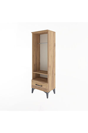 Arges Dolap 2 Raflı Tek Çekmeceli Tek Askılı 44x30x134 Çam-Çam