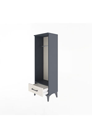 Arges Dolap Tek Raflı Tek Çekmeceli Tek Askılı 44x30x134 Antrasit-Aytaşı
