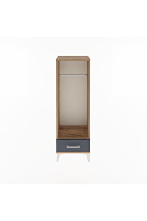 Arges Dolap Tek Raflı Tek Çekmeceli Tek Askılı 44x30x134 Çam-Antrasit