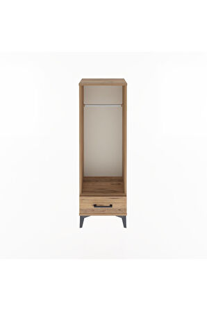 Arges Dolap Tek Raflı Tek Çekmeceli Tek Askılı 44x30x134 Çam-Çam