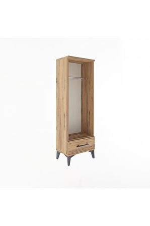 Arges Dolap Tek Raflı Tek Çekmeceli Tek Askılı 44x30x134 Çam-Çam