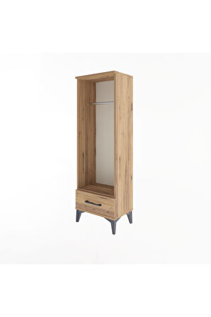 Arges Dolap Tek Raflı Tek Çekmeceli Tek Askılı 44x30x134 Çam-Çam