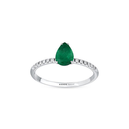 Zümrüt Taşlı Pırlanta Yüzük