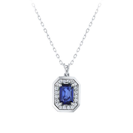 0.10 Karat Safir Taşlı Pırlanta Kolye