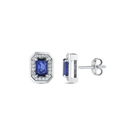 0.20 Karat Safir Taşlı Pırlanta Küpe