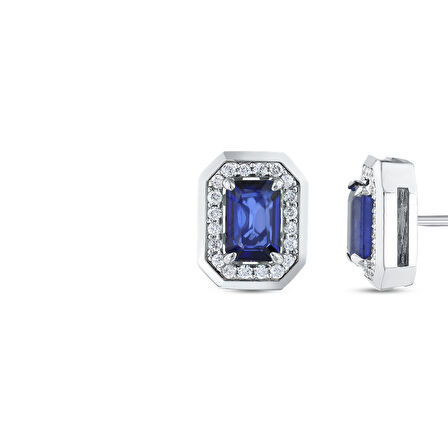 0.20 Karat Safir Taşlı Pırlanta Küpe