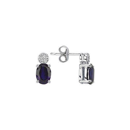 0.11 Karat Safir Taşlı Pırlanta Küpe