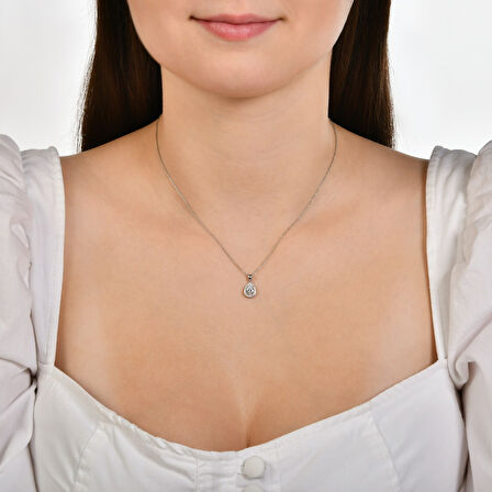 0.10 Karat Pırlanta Violet Taşlı Kolye