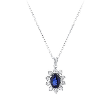 0.12 Karat Safir Taşlı Pırlanta Kolye