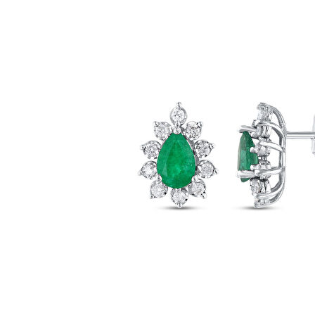 0.24 Karat Zümrüt Taşlı Pırlanta Küpe