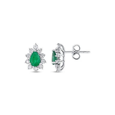 0.24 Karat Zümrüt Taşlı Pırlanta Küpe