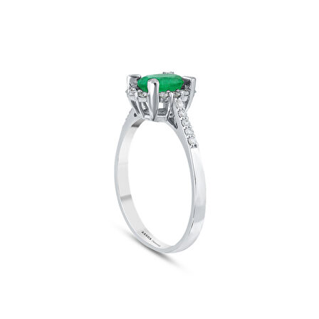 0.15 Karat Zümrüt Taşlı Pırlanta Yüzük