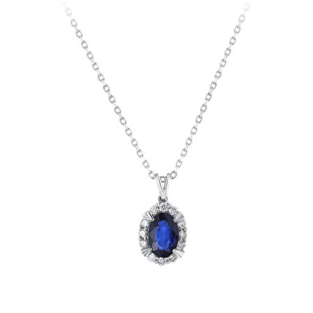 0.10 Karat Safir Taşlı Pırlanta Kolye
